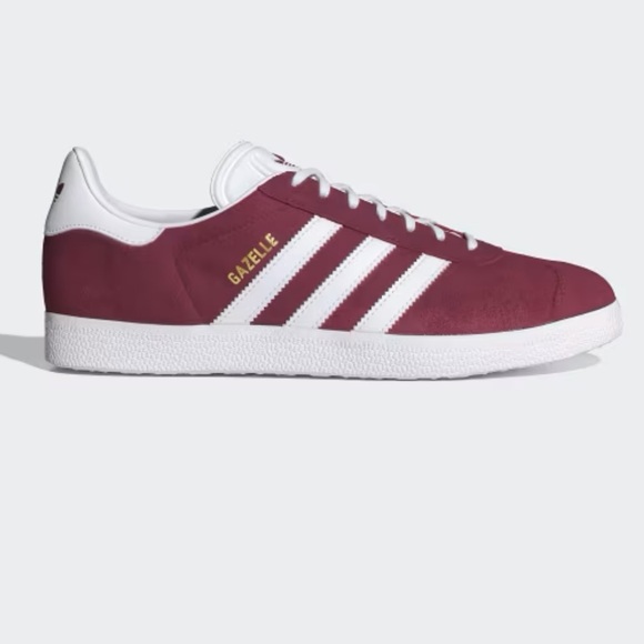 Adidas Gazelle Burgundy and White Sneakers size 6.5 (39 1/3) - Picture 1 of 10